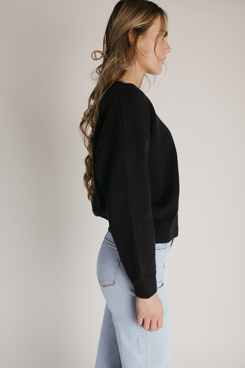 The Darinda Tree Sweater in Black