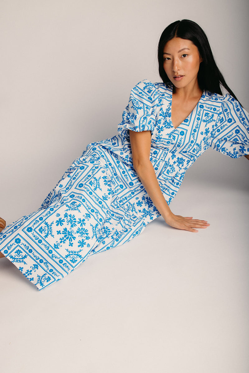 blue bandana dress The Alina Print Midi in White + – Piper & Scoot Bottom Size:30x30 category:Valentines day Harley Quinn - Suicide relaxed look.