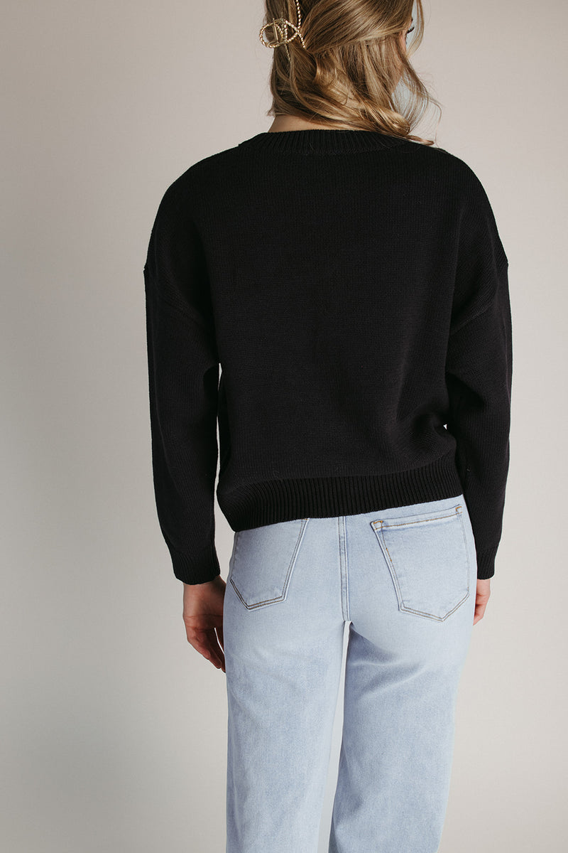 The Darinda Tree Sweater in Black