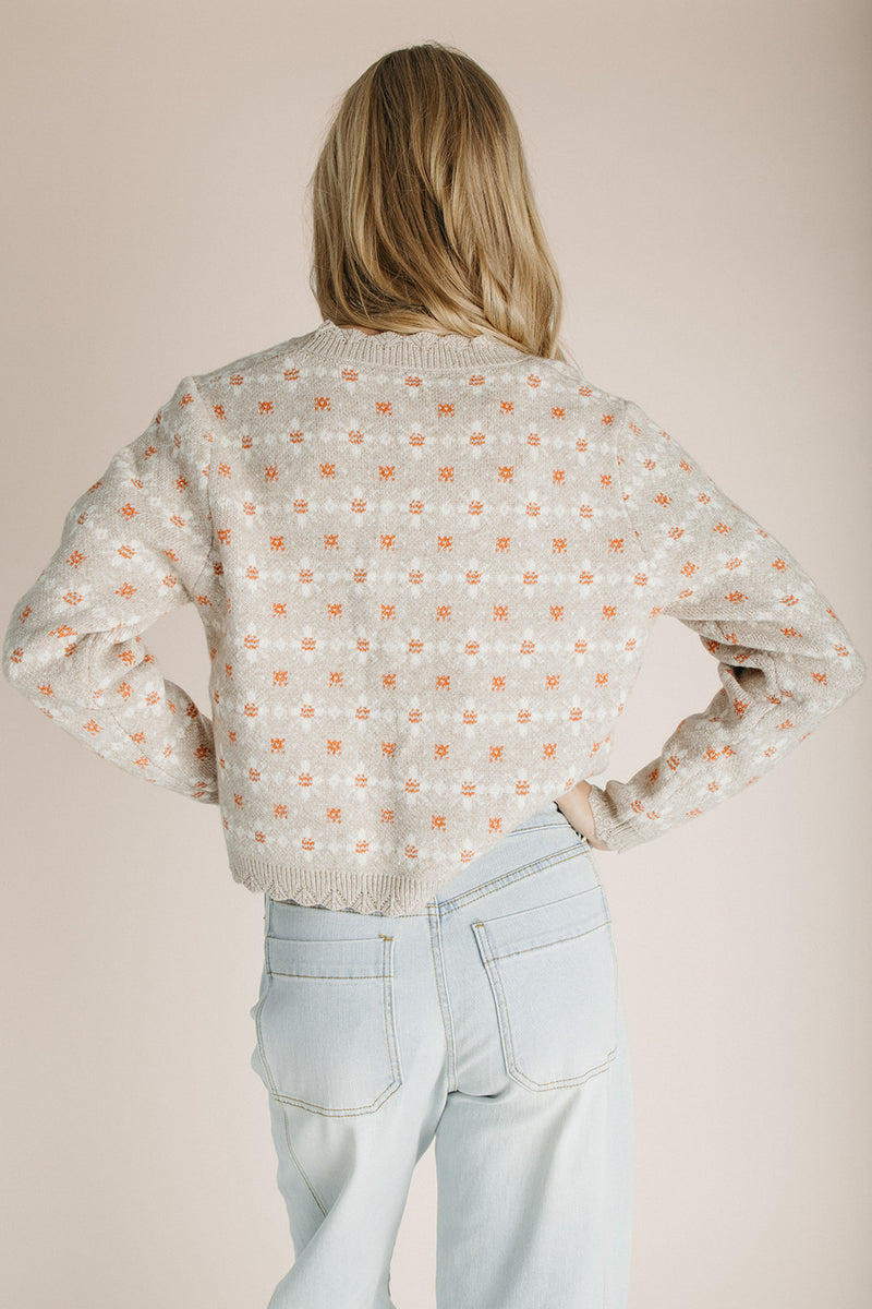 The Ledford Floral Button-Up Cardigan in Oatmeal