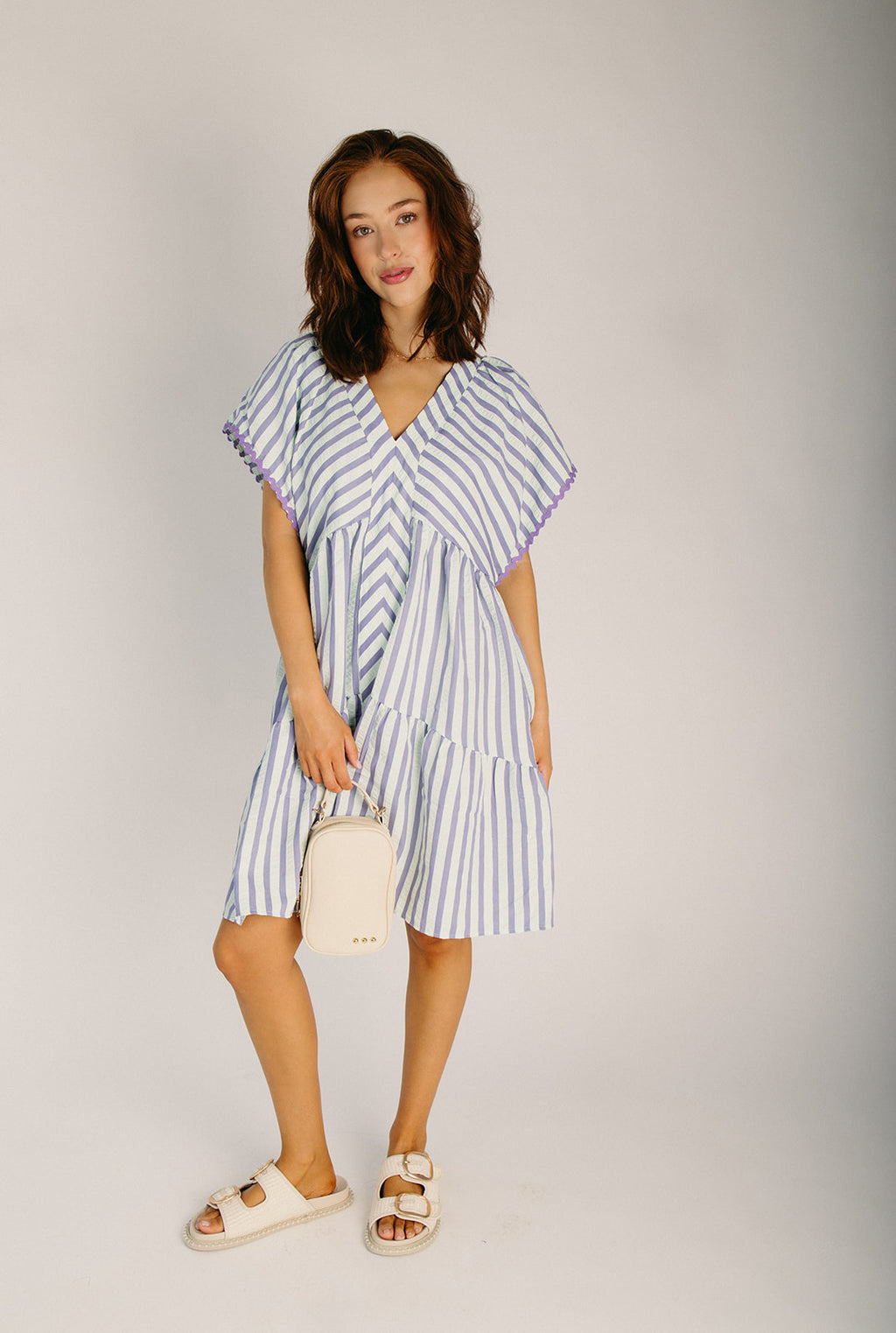 The Hinshaw Ric Rac Detail Dress in Mint + Blue – Piper & Scoot