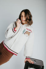 The Howdy Cowgirl Zip-Up Jacket in Light Grey