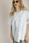 The Mila Flower Graphic Tee in Ivory + Navy