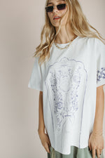 The Mila Flower Graphic Tee in Ivory + Navy