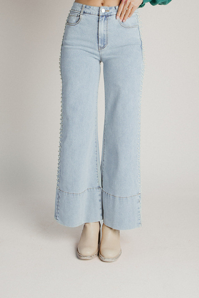 The Kofford Pearl Embellishment Jean in Light Denim