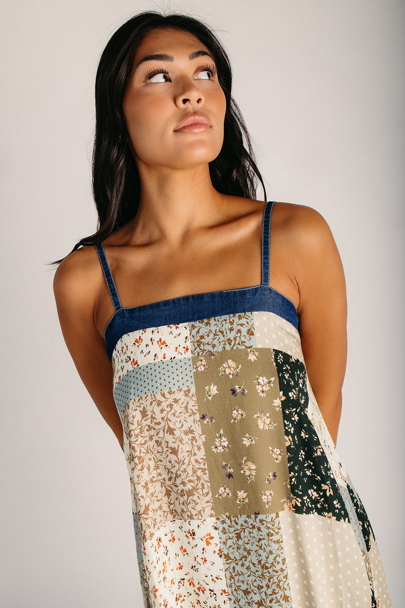 The Herman Floral Patchwork Tank Dress in Multi Large