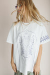 The Mila Flower Graphic Tee in Ivory + Navy