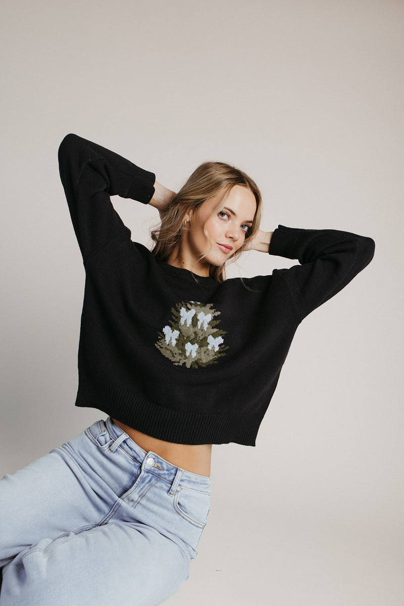 The Darinda Tree Sweater in Black