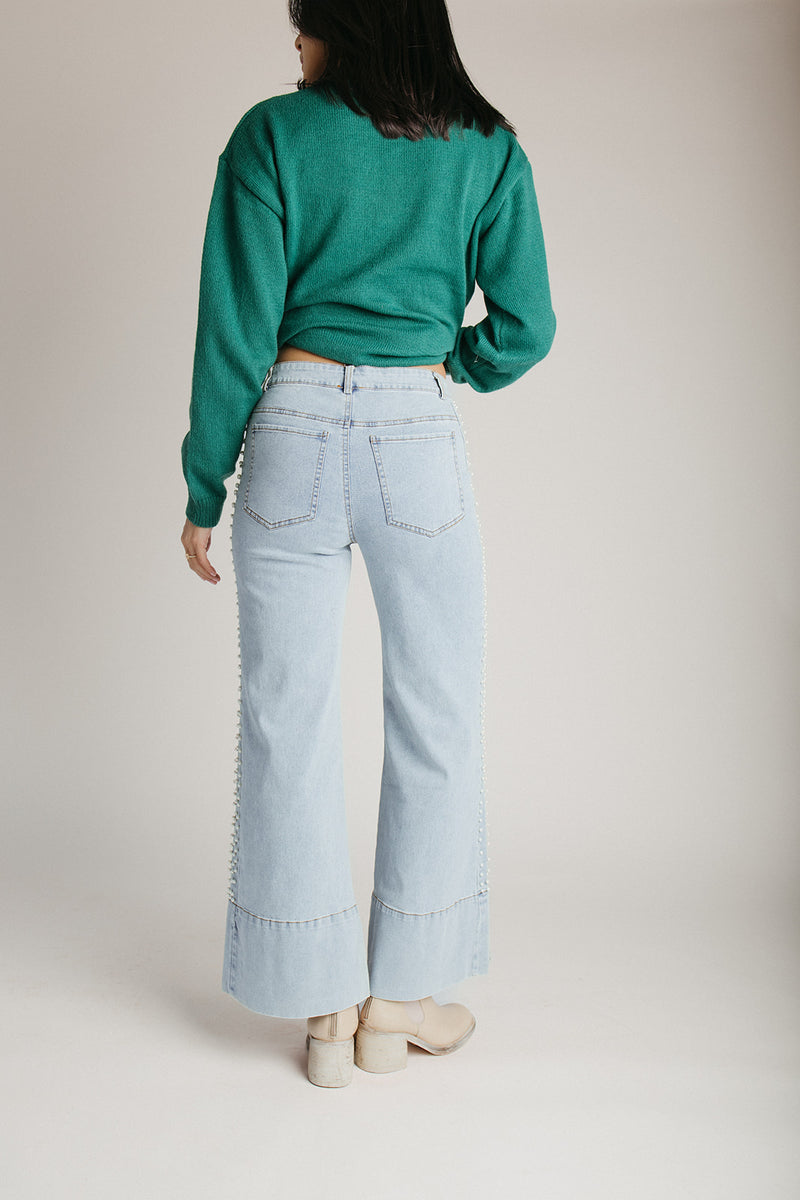 The Kofford Pearl Embellishment Jean in Light Denim