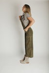 The Clemons Corduroy Flare Overall in Olive