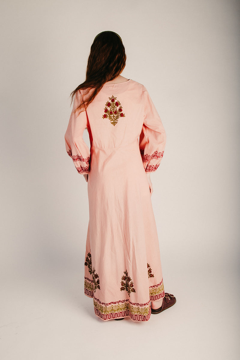 The Spello Button-Up Patterned Maxi Dress in Pink Multi – Piper & Scoot