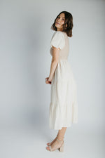 The Edina Ribbed Knit Midi Dress in Cream