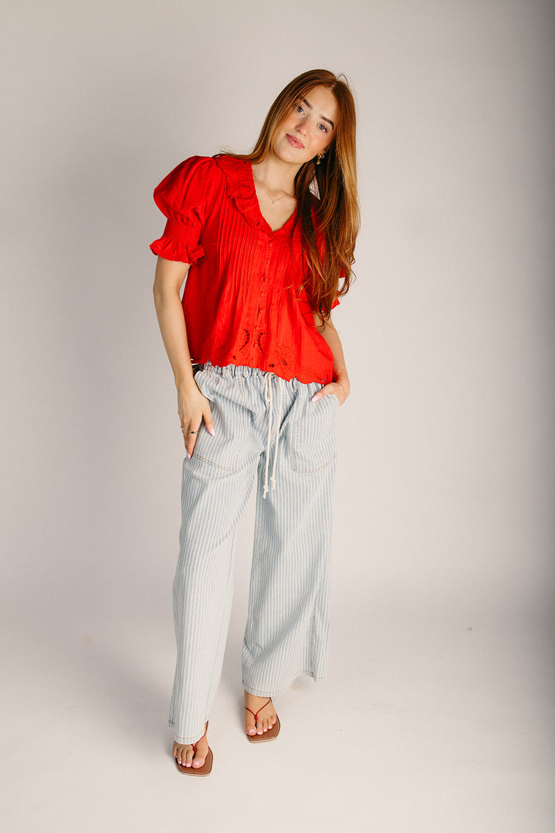 The Zaleski Drawstring Striped Pant in Washed Denim – Piper & Scoot