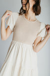 The Edina Ribbed Knit Midi Dress in Cream