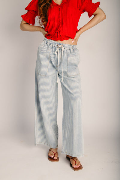 The Zaleski Drawstring Striped Pant in Washed Denim – Piper & Scoot