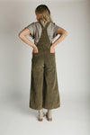 The Clemons Corduroy Flare Overall in Olive