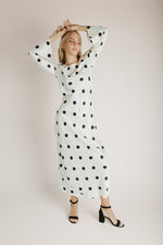 The Georgie Satin Dot Maxi Dress in Cream