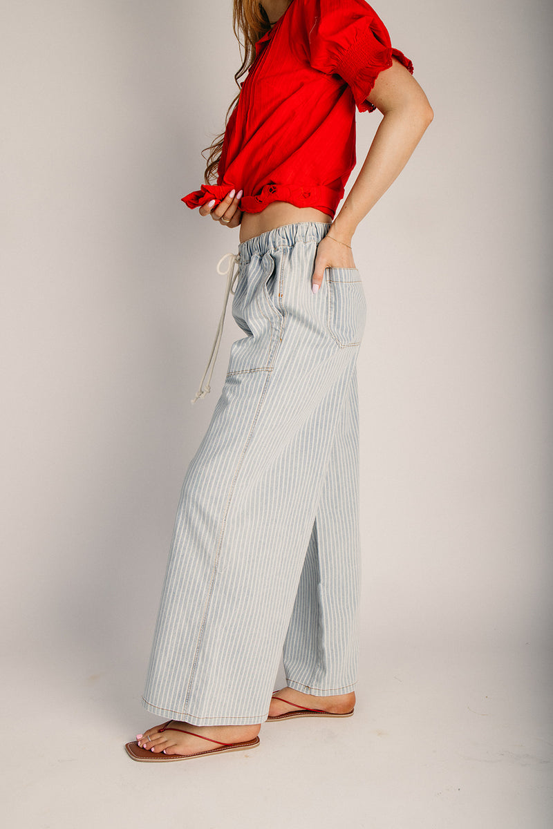 The Zaleski Drawstring Striped Pant in Washed Denim – Piper & Scoot