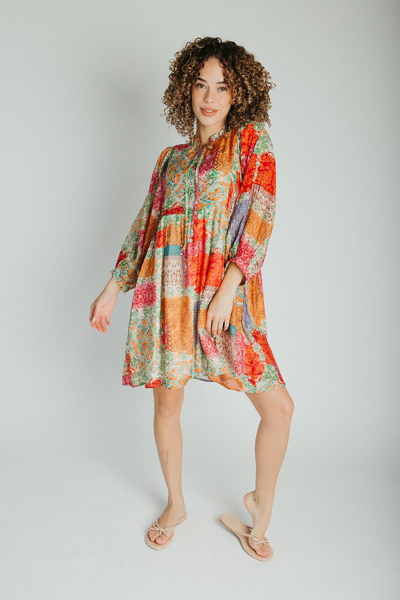 The Rubina Patterned Dress in Lavender Multi