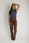 The Gianni Striped Ruffle Tank in Navy