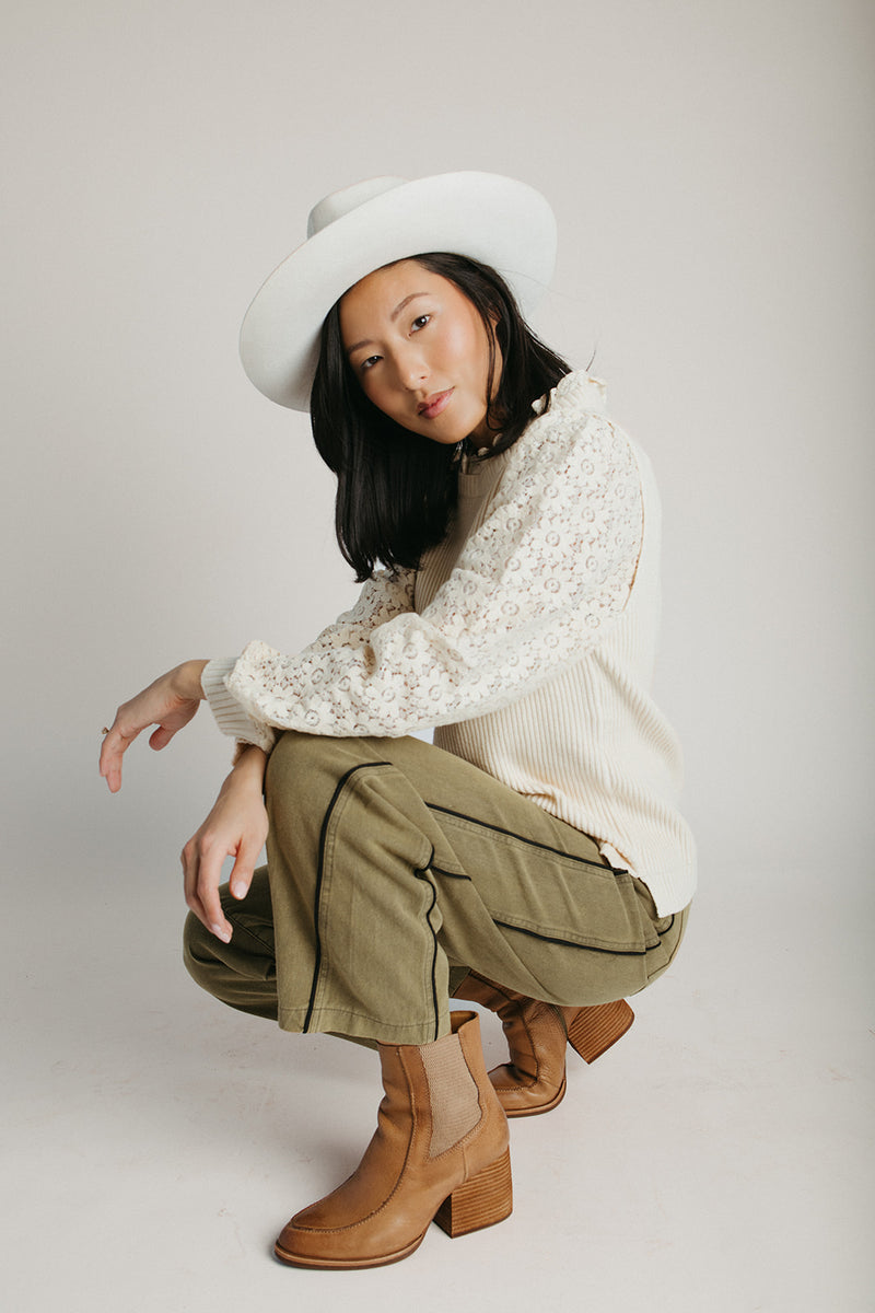 The Jude Lace Sleeve Blouse in Cream