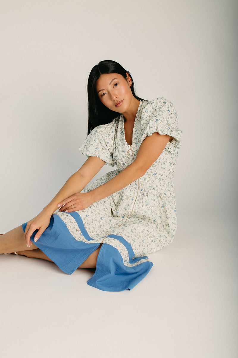 The Malstrom Color Block Midi Dress in Blue Combo Medium The Malstrom Color Block Midi Dress in Blue Combo Medium