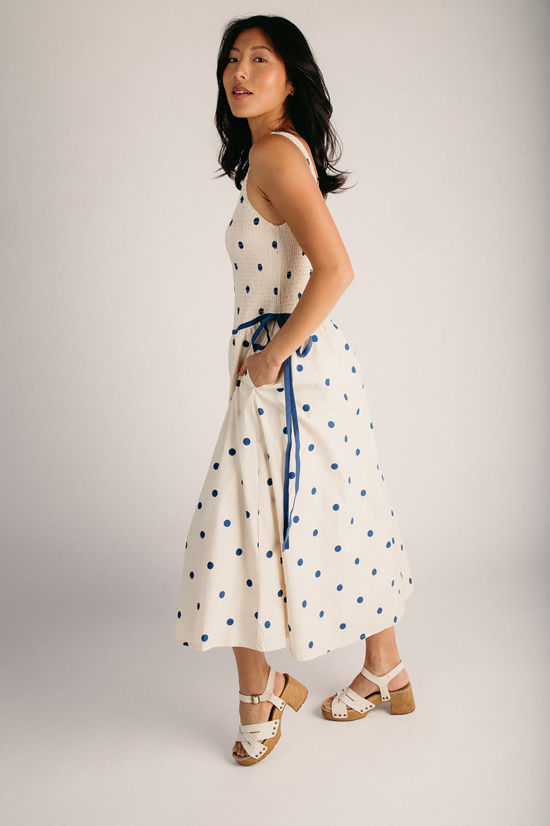 princess polly baby blue dress The Jackie Polka Dot Midi Dress in Cream + Navy – Piper & Scoot
