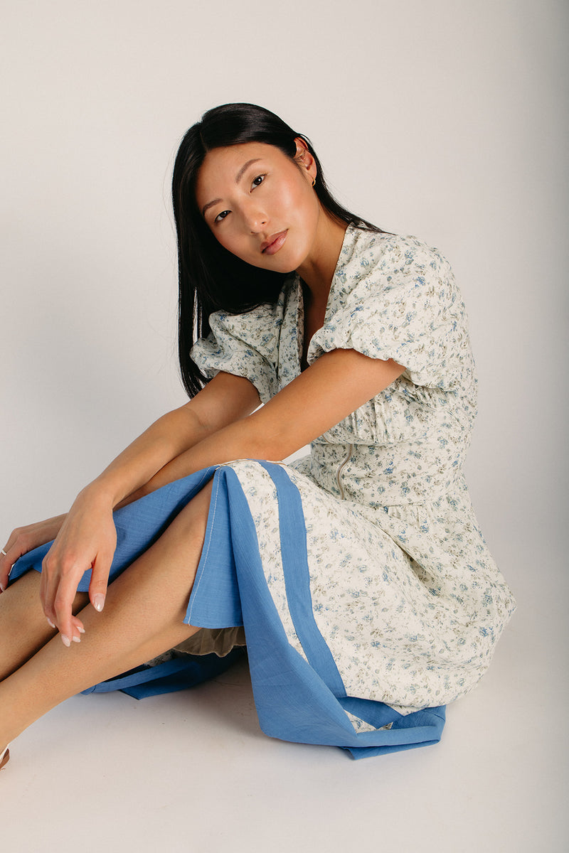 1901 colorblock midi dress The Malstrom Color Block Midi Dress in Blue Combo Medium