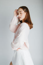 The Riggs Button-Down Sweater in Ivory + Pink Mini Stripe