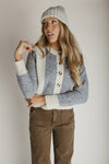 The Turpin Striped Cardigan in Taupe + Grey