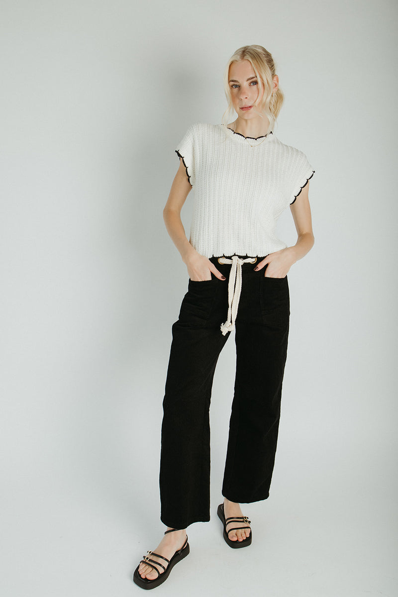 The Suzie Belted Corduroy Pant in Black