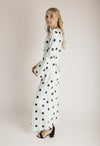The Georgie Satin Dot Maxi Dress in Cream