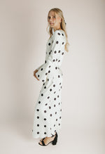 The Georgie Satin Dot Maxi Dress in Cream