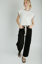 The Suzie Belted Corduroy Pant in Black