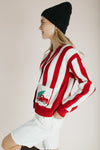 The Juniper Tree Detail Striped Cardigan in Red