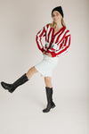 The Juniper Tree Detail Striped Cardigan in Red