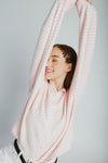 The Riggs Button-Down Sweater in Ivory + Pink Mini Stripe