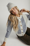 The Turpin Striped Cardigan in Taupe + Grey