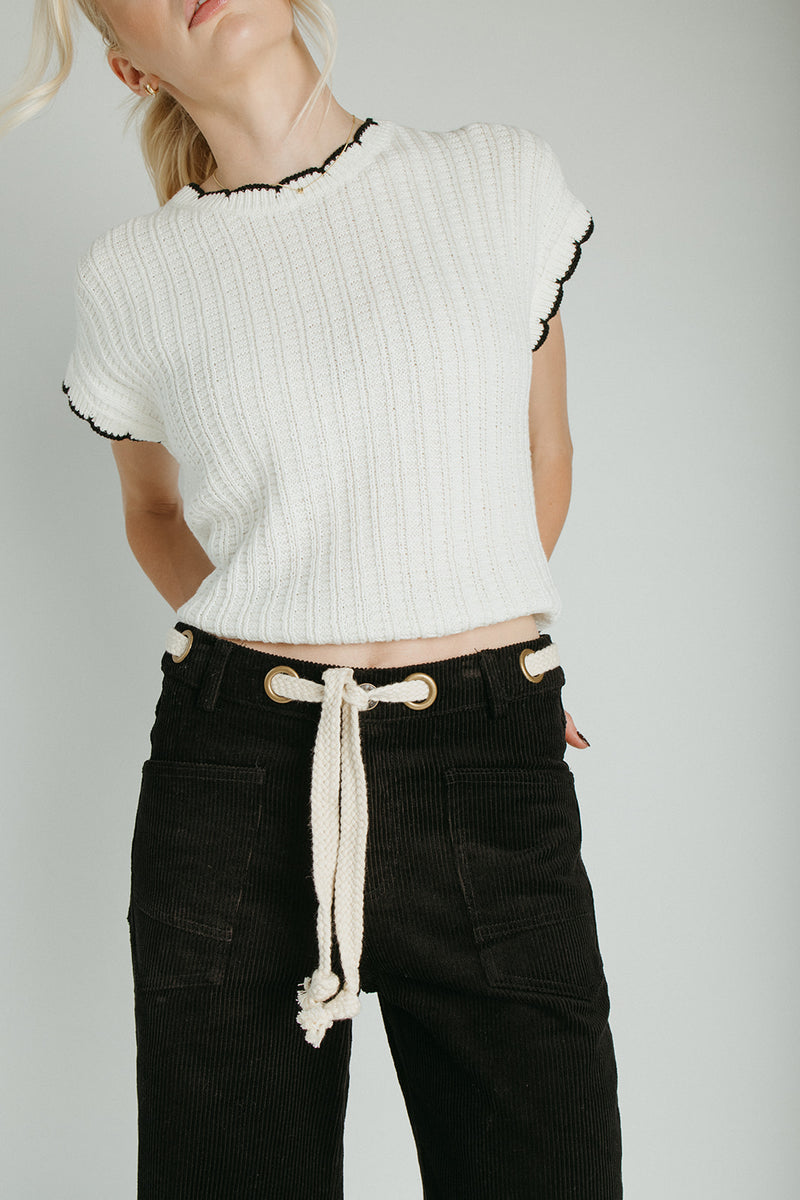 The Suzie Belted Corduroy Pant in Black