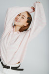 The Riggs Button-Down Sweater in Ivory + Pink Mini Stripe