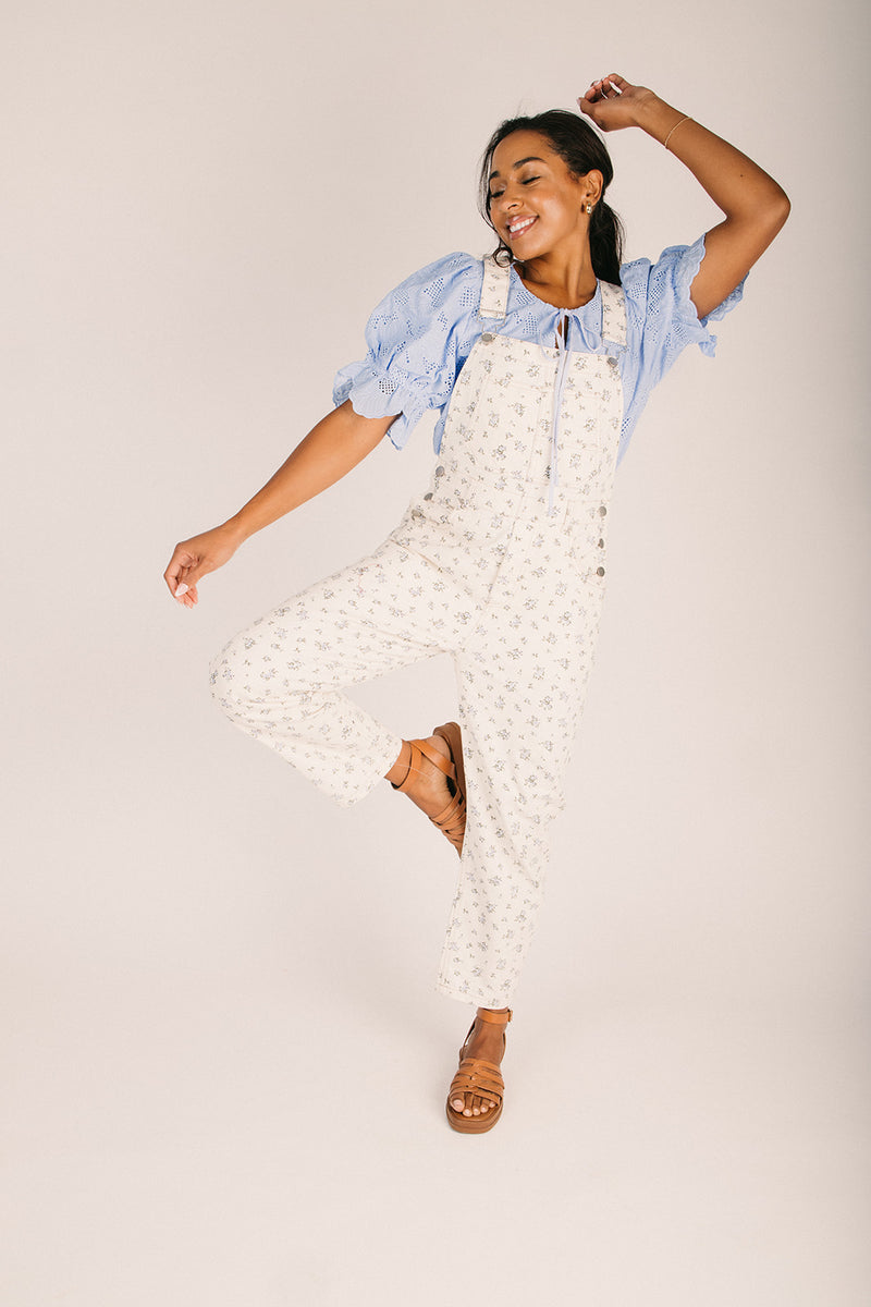 The Ginnie Floral Denim Overall in Ecru Multi – Piper & Scoot