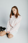 The Riggs Button-Down Sweater in Ivory + Pink Mini Stripe