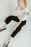 The Suzie Belted Corduroy Pant in Black