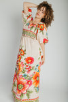 The Stowell Floral Printed Maxi Dress in Ecru Multi