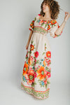 The Stowell Floral Printed Maxi Dress in Ecru Multi