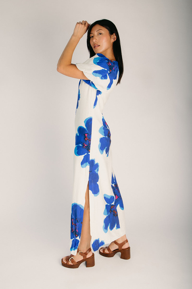 royal blue casual dress The Rogan Puff Sleeve A-Line Maxi Dress in Royal Blue – Piper & Scoot