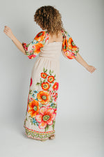 The Stowell Floral Printed Maxi Dress in Ecru Multi