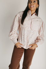 The Dasha Eyelet Button-Up Blouse in Blush
