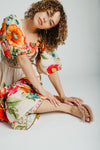 The Stowell Floral Printed Maxi Dress in Ecru Multi