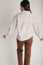 The Dasha Eyelet Button-Up Blouse in Blush